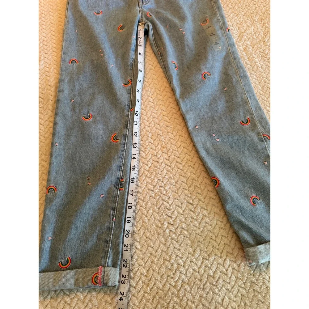 Gap Kids Girls Light Wash Rainbow Embroidered Girlfriend Jeans Size 12 Regular